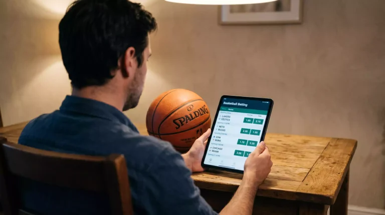 Nederlandse wedder analyseert NBA-moneyline-odds op tablet met decimale notatie zichtbaar