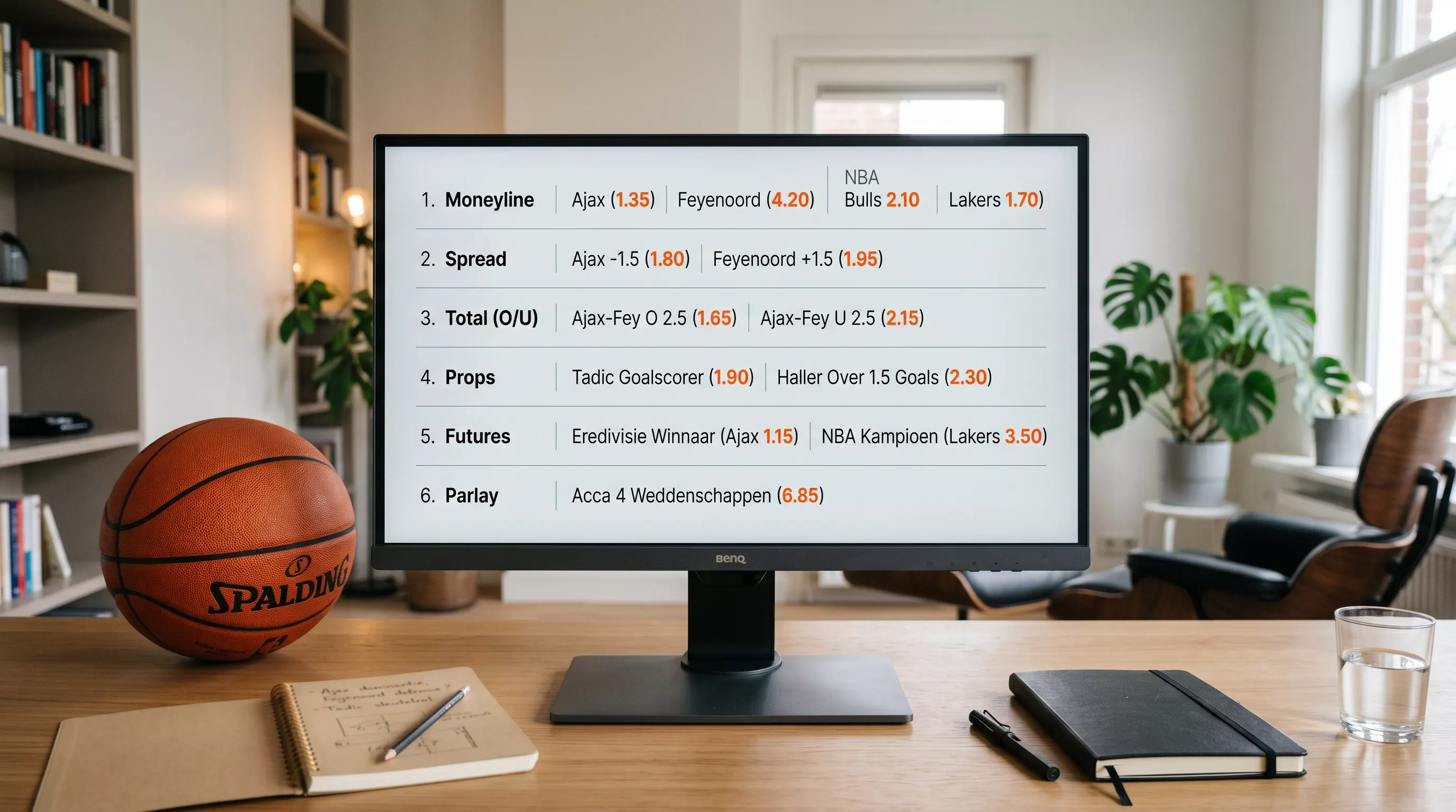 NBA-wedsoorten overzicht: moneyline, point spread, totalen, prop bets, futures en parlays